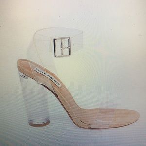 STEVE MADDEN CLEAR HEEL. SIZE 9.